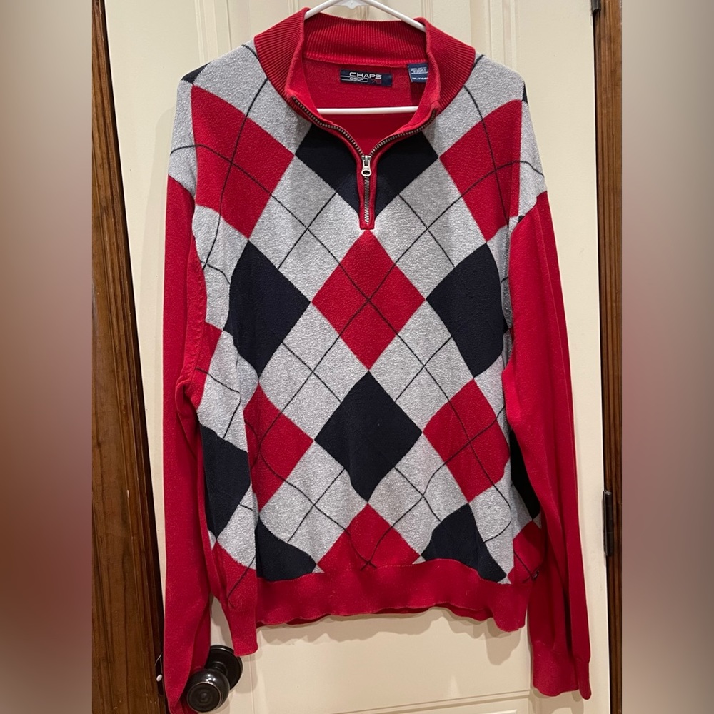 Men’s Chaps Argyle Knit Golf Qtr-Zip Pullover